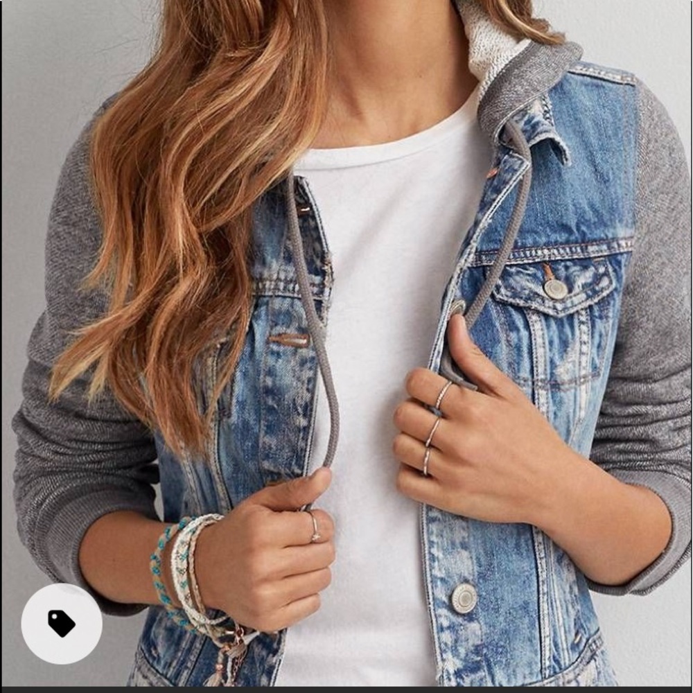 American Eagle Outfitters Hooded Denim Jacket